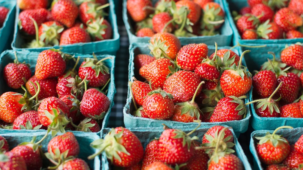 nine cartons of fresh strawberries
